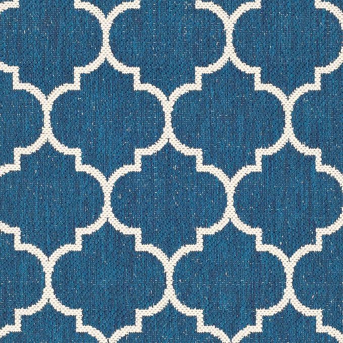 SAFAVIEH Washable Rug Outdoor Courtyard Collection - 2'3" x 8' Runner, Navy & Beige, Non-Shedding & Easy Cleaning, Ideal for Patio, Entryway, Mudroom, Hallway, Kitchen (CY6914-268)