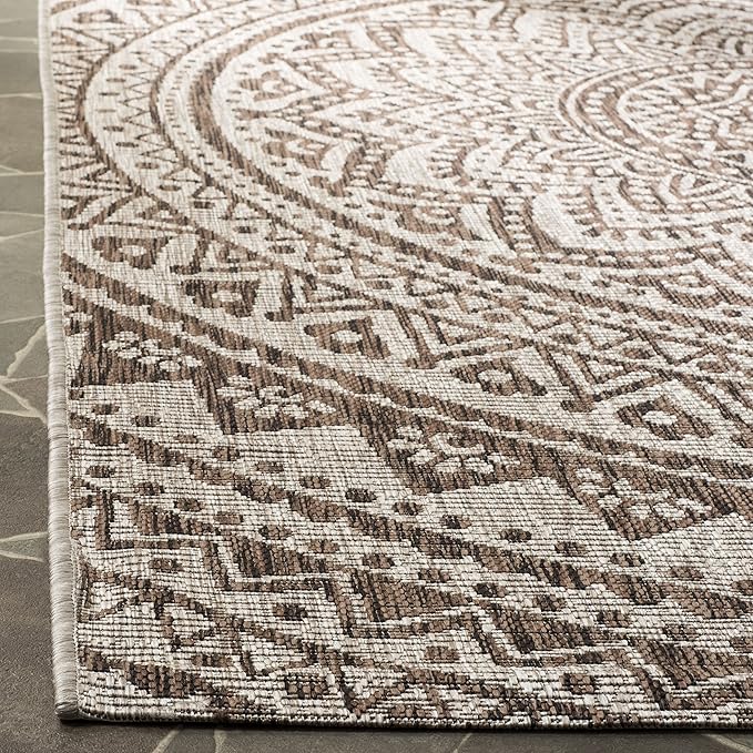 SAFAVIEH Washable Rug Outdoor Courtyard Collection - 2'3" x 14' Runner, Light Beige & Light Brown, Non-Shedding & Easy Cleaning, Ideal for Patio, Entryway, Mudroom, Hallway, Kitchen (CY8734-36312)