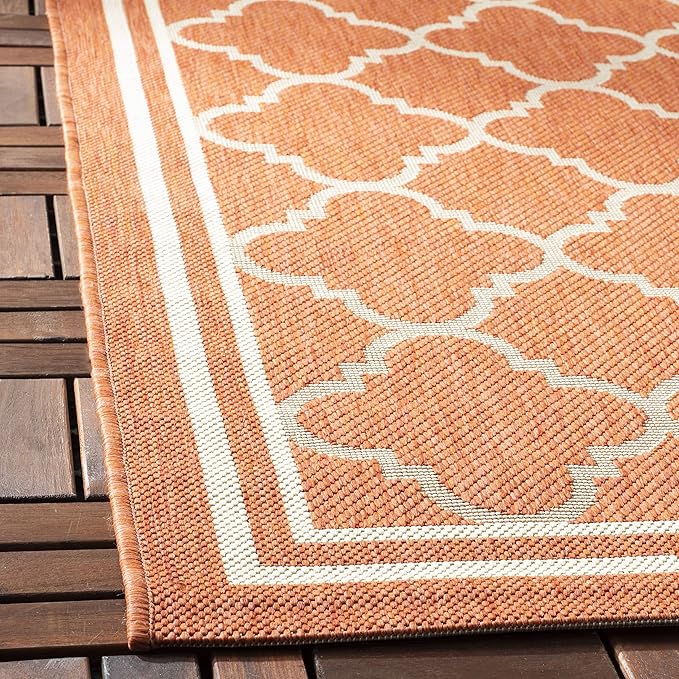 SAFAVIEH Courtyard Collection 5'3" x 7'7" Terracotta / Bone CY6918 Trellis Indoor/ Outdoor Splashproof Easy Scrubbing Patio Backyard Mudroom Area Rug