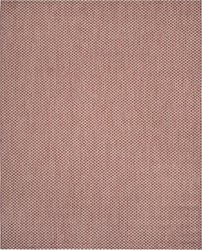 SAFAVIEH Washable Rug Outdoor Courtyard Collection - 9' x 12', Rust & Light Grey, Non-Shedding & Easy Cleaning, Ideal for Patio, Backyard, Mudroom (CY8653-36521)