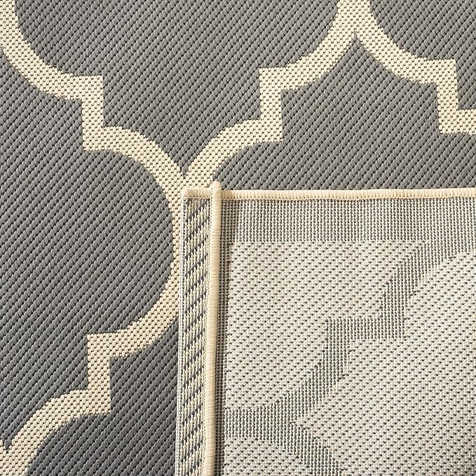 SAFAVIEH Washable Rug Outdoor Courtyard Collection - 2'3" x 10' Runner, Anthracite & Beige, Non-Shedding & Easy Cleaning, Ideal for Patio, Entryway, Mudroom, Hallway, Kitchen (CY6914-246)