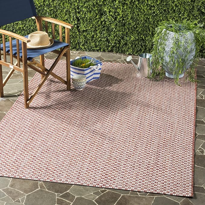 SAFAVIEH Washable Rug Outdoor Courtyard Collection - 2'7" x 5', Rust & Light Grey, Non-Shedding & Easy Cleaning, Ideal for Patio, Backyard, Mudroom (CY8653-36521)