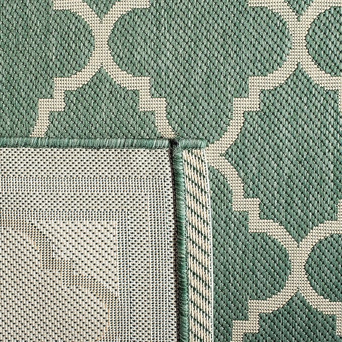 SAFAVIEH Washable Rug Outdoor Courtyard Collection - 10' x 14', Dark Green & Beige, Non-Shedding & Easy Cleaning, Ideal for Patio, Backyard, Mudroom (CY6918-322)