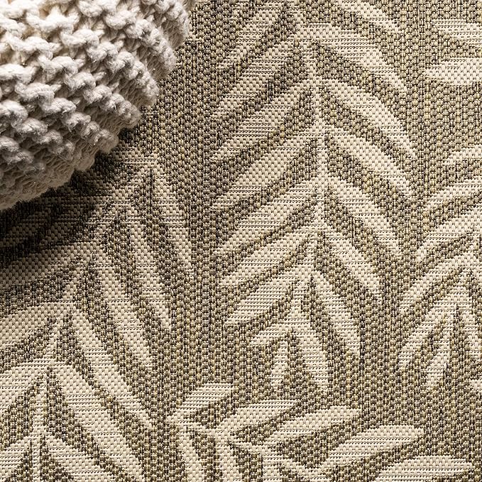 JONATHAN Y Palm Frond Indoor Outdoor Runner Rug 2X10 Brown/Beige, Nevis for Backyard, Patio, Porch, Easy-Cleaning, High Traffic, Pet-Friendly, Non-Shedding (SMB119A-210)