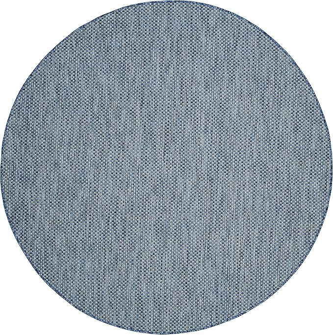 SAFAVIEH Washable Rug Outdoor Courtyard Collection - 10' Round, Navy & Grey, Non-Shedding & Easy Cleaning, Ideal for Patio, Backyard, Mudroom (CY8521-36821)