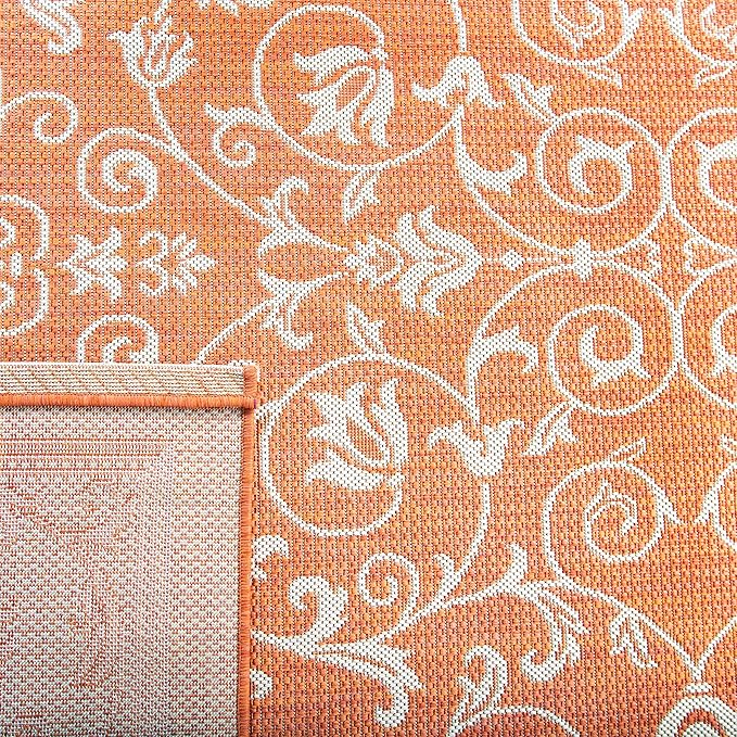 SAFAVIEH Washable Rug Outdoor Courtyard Collection - 2'7" x 5', Terracotta & Natural, Non-Shedding & Easy Cleaning, Ideal for Patio, Backyard, Mudroom (CY2098-3202)