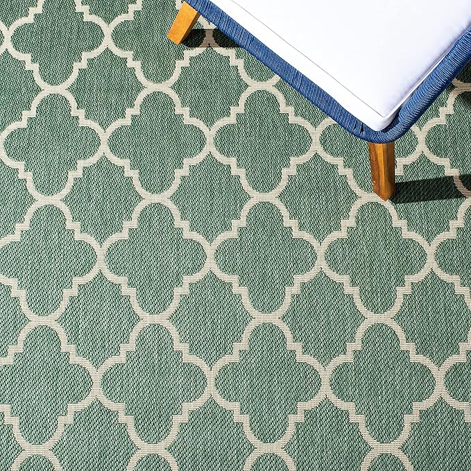 SAFAVIEH Courtyard Collection 2' x 3'7" Dark Green/Beige CY6918 Moroccan Trellis Geometric Indoor/ Outside Waterproof Easy cleansingPatio Backyard Mudroom Accent Mat