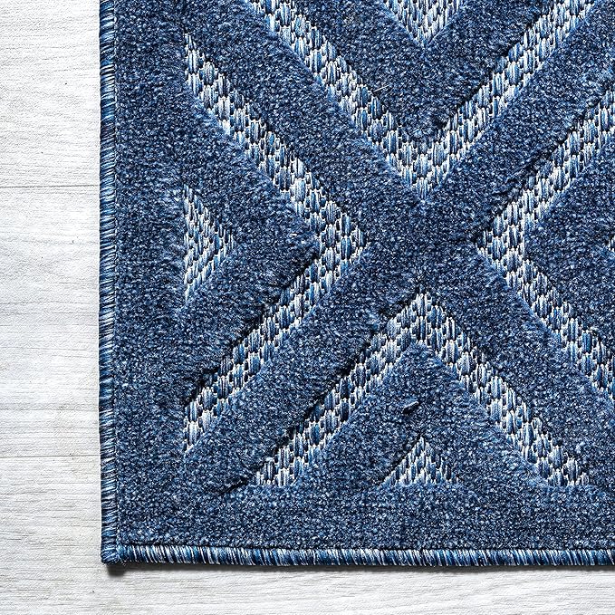 JONATHAN Y Diamond Trellis Indoor Outdoor Area Rug 3X5 Navy, Portmany Neutral for Backyard, Patio, Porch, Easy-Cleaning, High Traffic, Pet-Friendly, Non-Shedding (IBZ104B-3)