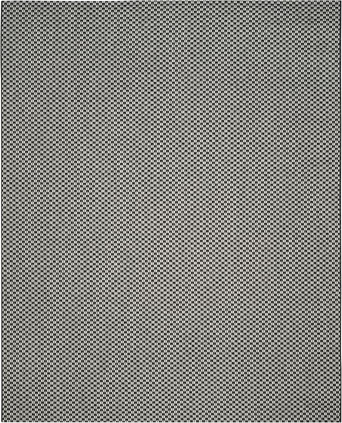 SAFAVIEH Washable Rug Outdoor Courtyard Collection - 6'7" x 9'6", Black & Light Grey, Non-Shedding & Easy Cleaning, Ideal for Patio, Backyard, Mudroom (CY8653-37621)