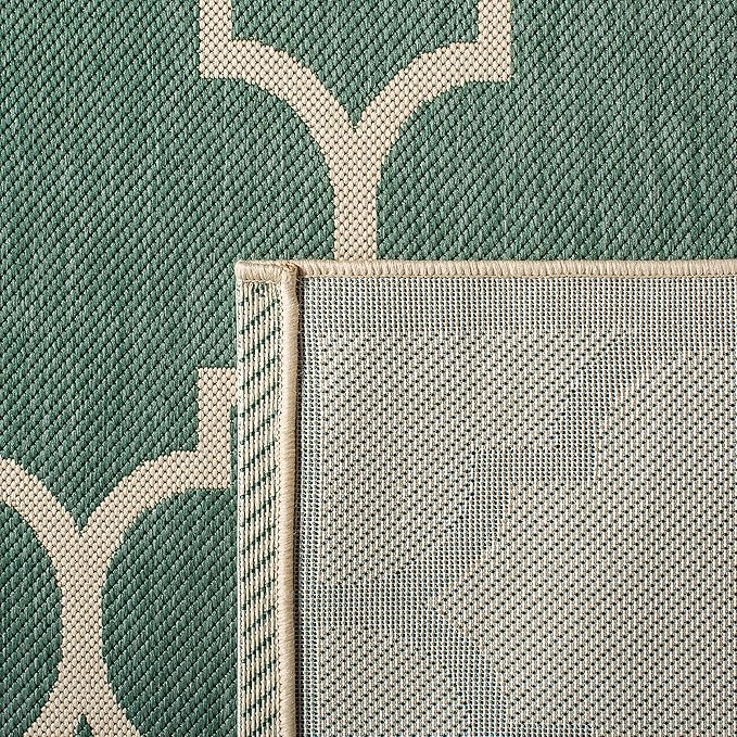 SAFAVIEH Courtyard Collection 2'7" x 5' Dark Green/Beige CY6914 Trellis Indoor/ Outside Waterproof Easy cleansingPatio Backyard Mudroom Area Mat
