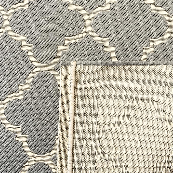 SAFAVIEH Washable Rug Outdoor Courtyard Collection - 2'3" x 18' Runner, Anthracite & Beige, Non-Shedding & Easy Cleaning, Ideal for Patio, Entryway, Mudroom, Hallway, Kitchen (CY6918-246)